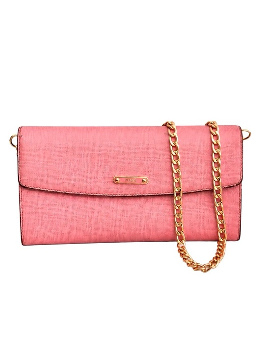 Fendi Handbags - FENDI Pink Leather "Crayons" Pochette / Clutch Wallet W/ COA